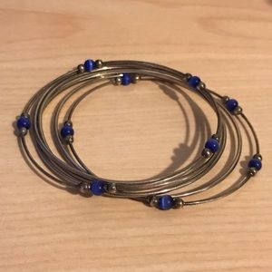 💕 3/$6 Blue and silver bangle bracelets